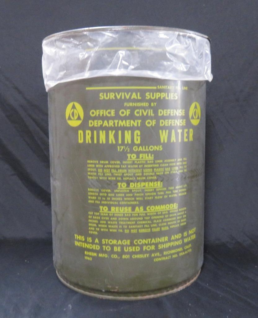 Office of Civil Defense Survival Supplies Storage Drum 17.5 Gallons