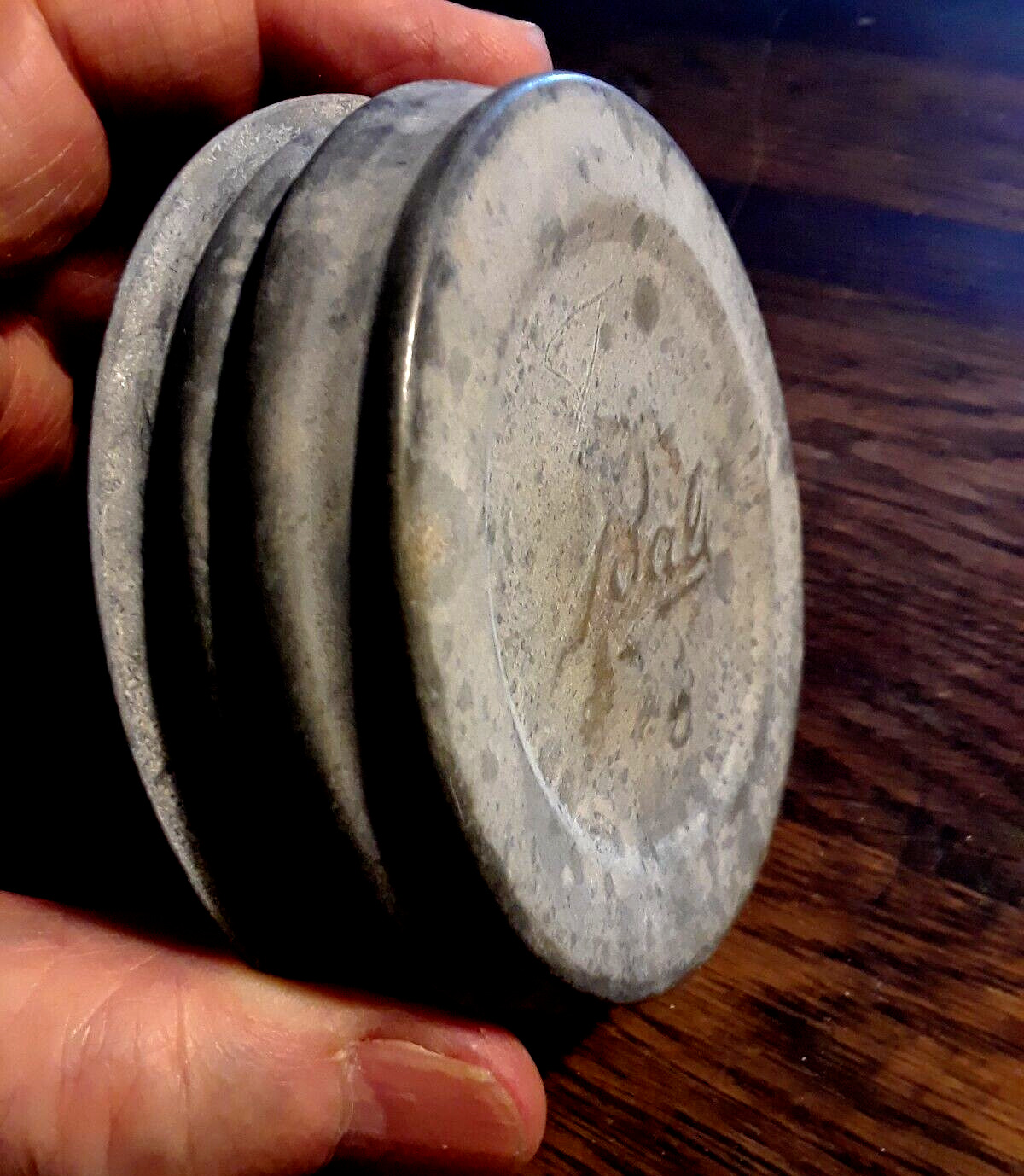 Ball ZINC LID  ~ WIDE MOUTH Mason Canning Jar Porcelain Lining Old Antique