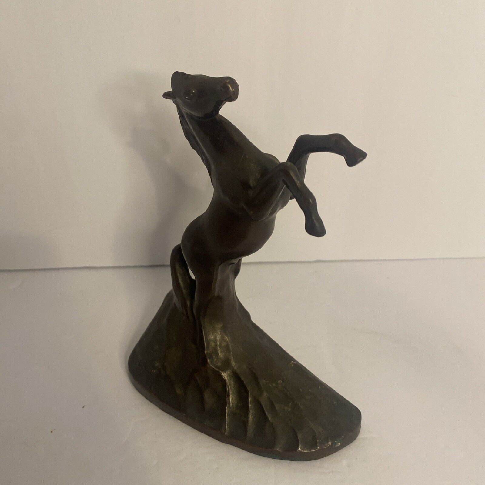 Rearing Horse Single Bookend Bronze Signed A