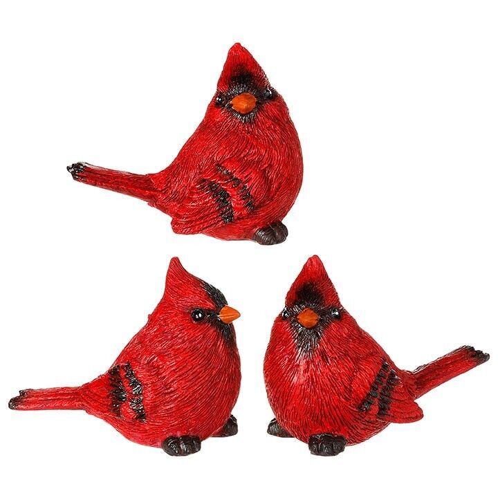 Raz Imports Cardinal Birds Set of 3 Tabletop Mantle Christmas Decor 3.25\