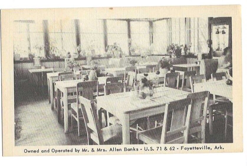 Fayetteville, AR Arkansas old Postcard, Allen Banks Cafe