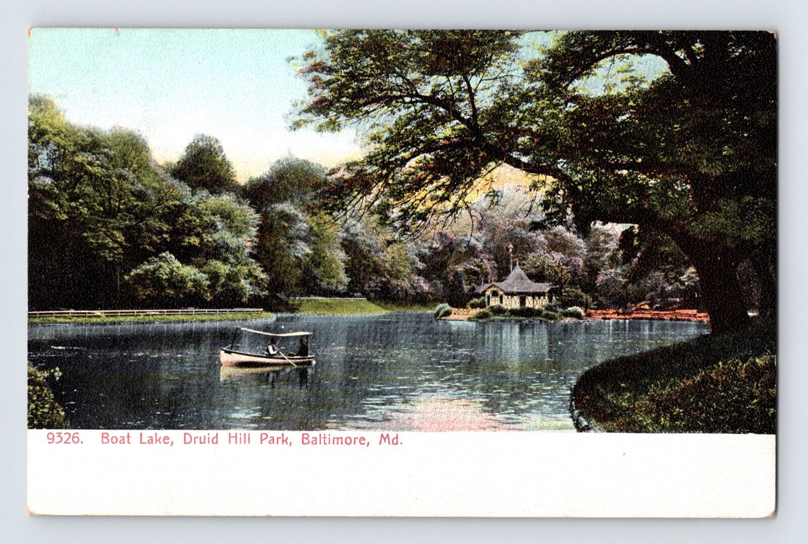 Postcard Maryland Baltimore MD Druid Hill Park Lake Boat Pre-1907 Unposted