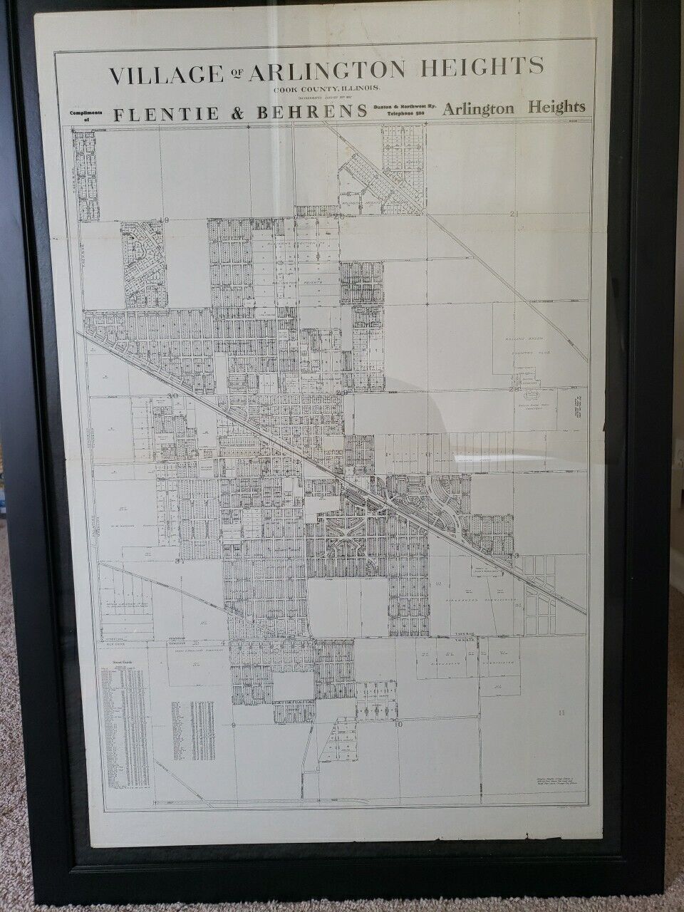 Antique Village of Arlington Heights Illinois Chicago Plat Map Copyright 1937