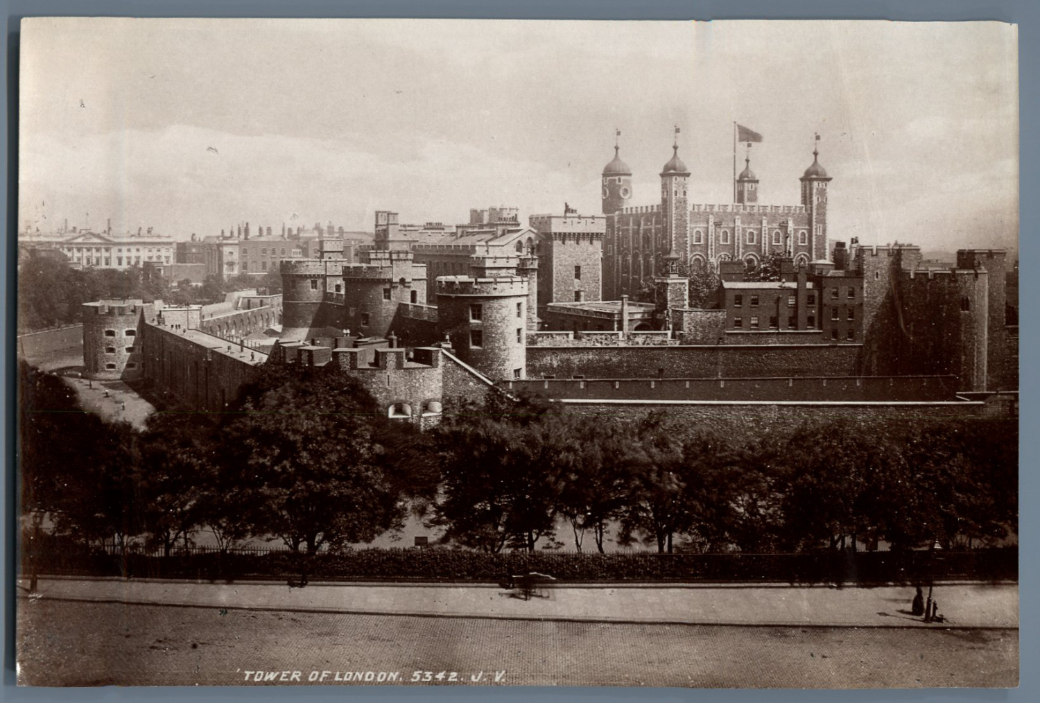 J.V., UK, Tower of London Vintage Albumen Print. Vintage England Album Print
