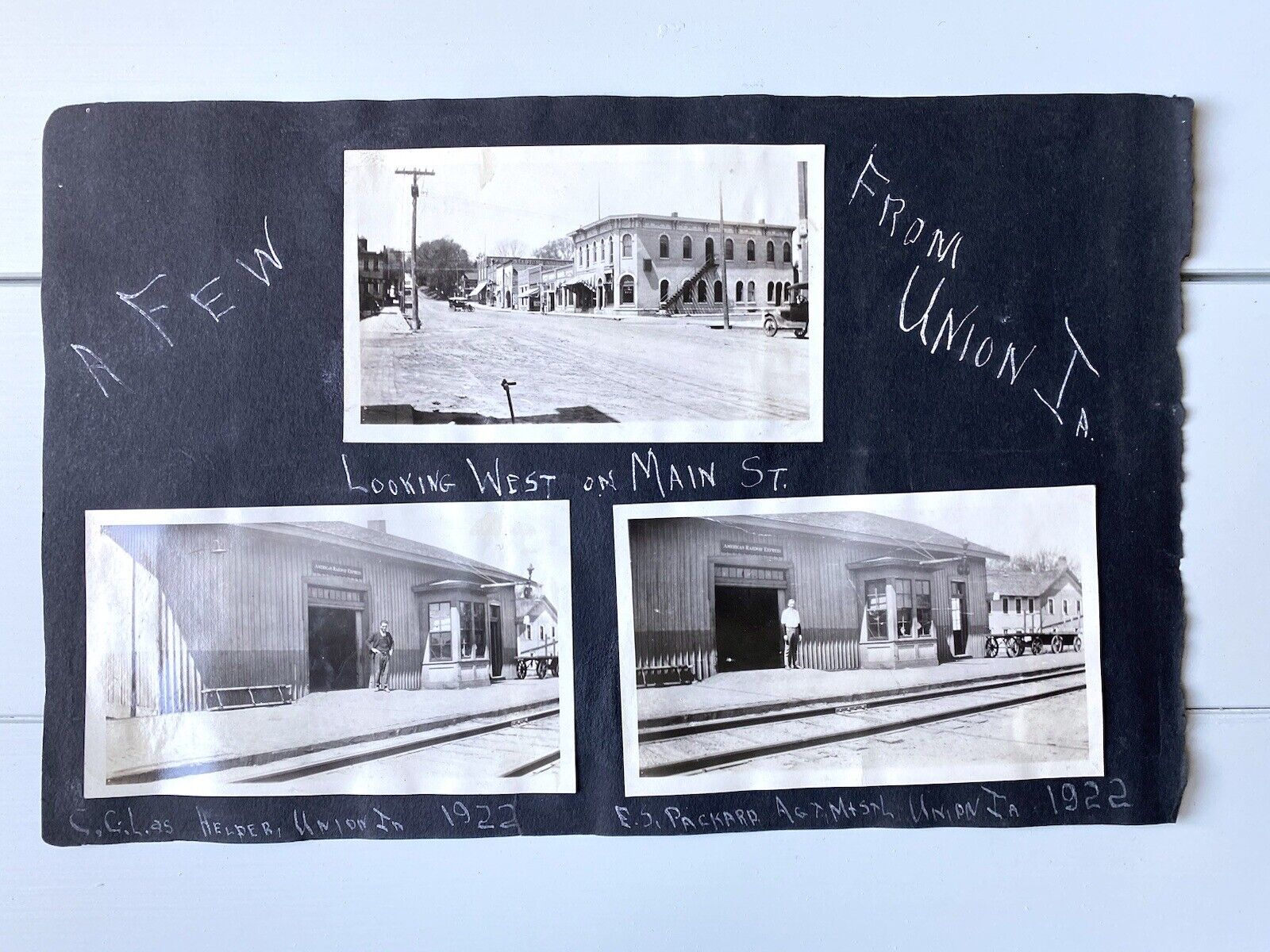 Iowa 1922 Union Main Street & American Railway Station 3 Original Vintage Photos