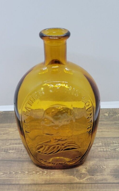 The Father of His Country Amber George Washington Glass Bottle Wheaten NJ