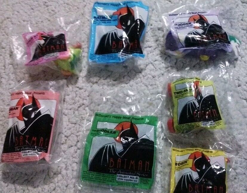  1993  McDonald\'s Happy Meal Batman Toys Set Of 7 NEW OLD STOCK SEALD & PACKAGE 