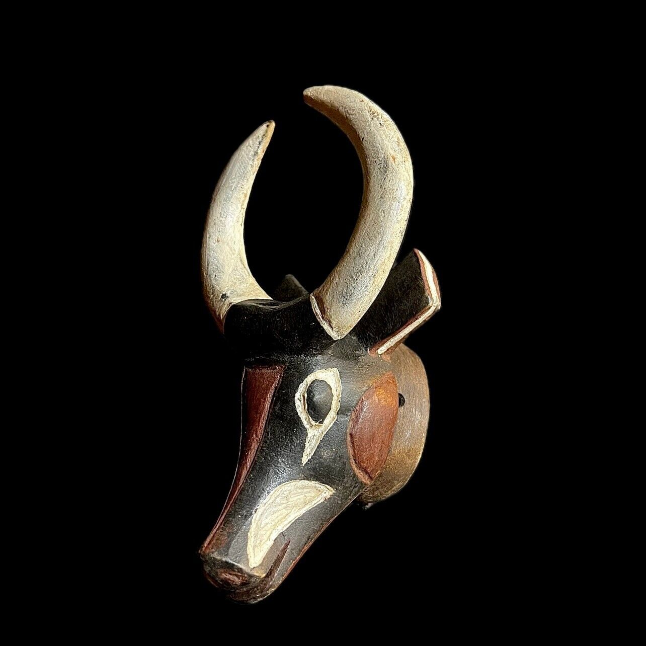 African Tribal Art Wooden Antique Bobo Bull Mask in Carved Ebony -G1414