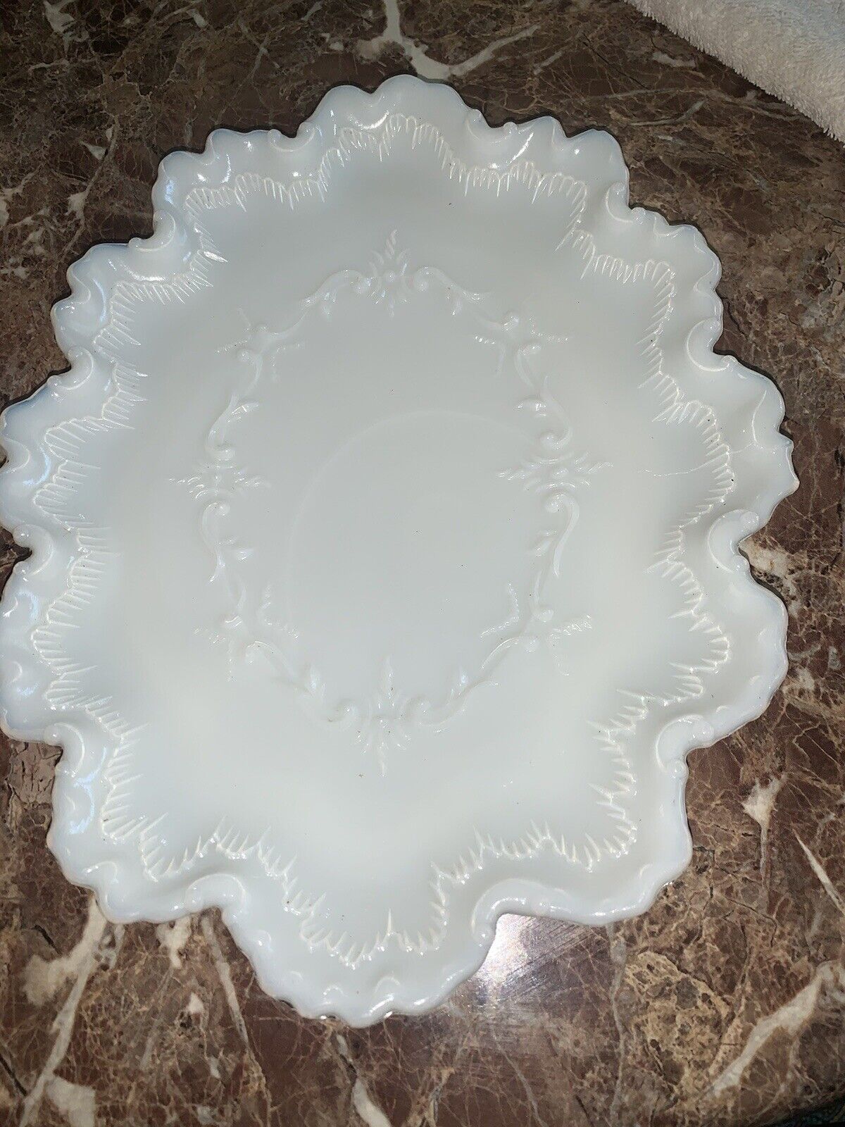 Antique Victorian Dithridge Milk Glass Vanity Tray Pin Dish Rose Pattern #183