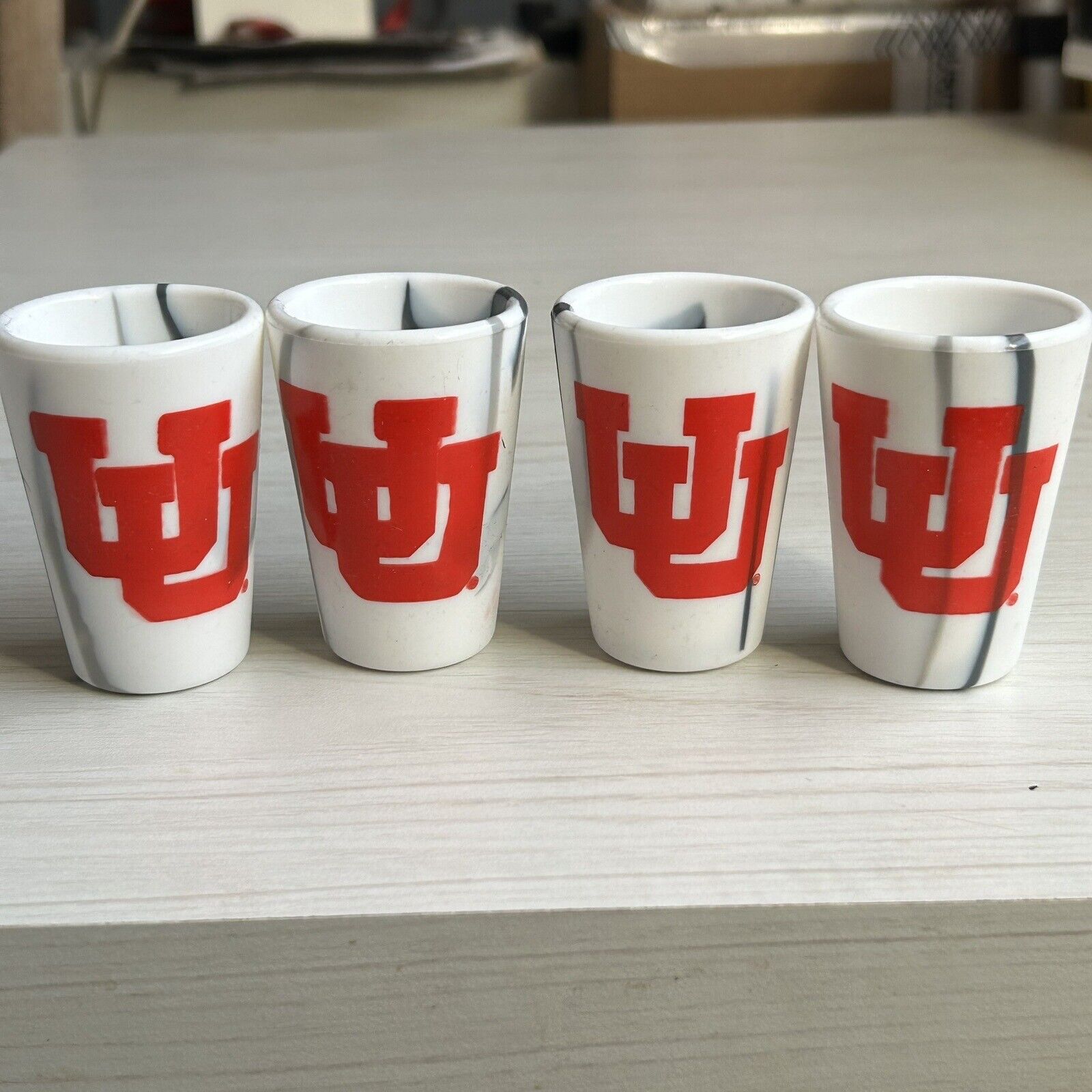 NEW Utah Utes Logo Silipint Silicone Shot Glasses Set of 4 White/Red 1.5oz