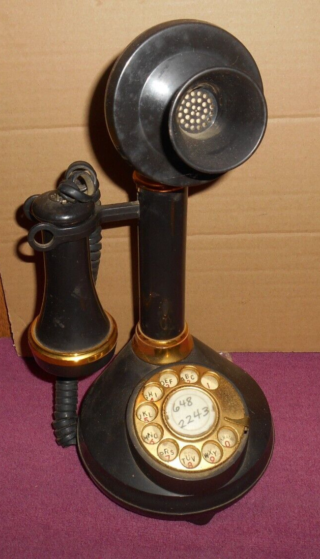 Vintage Black Candlestick Telephone 1973 American Telecommunications Corp