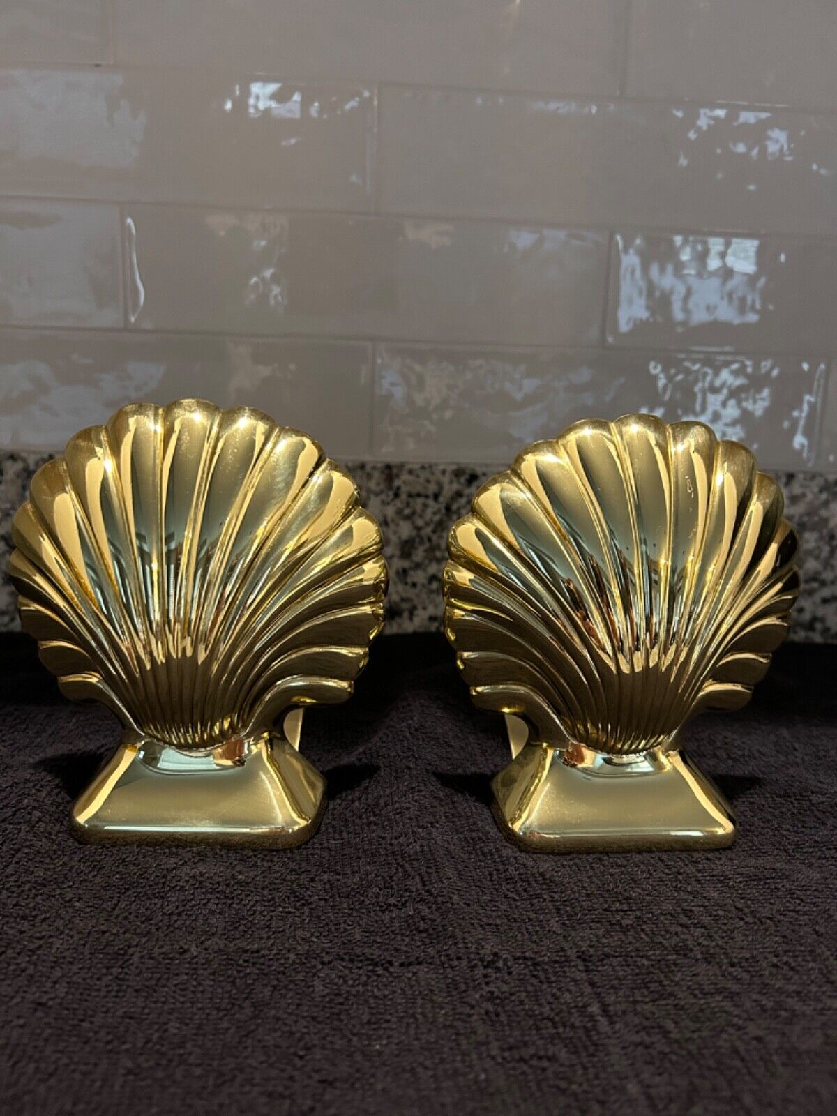 VTG Baldwin Brass Scallop Shell Bookends - Amer. Musuem Collection - Pristine