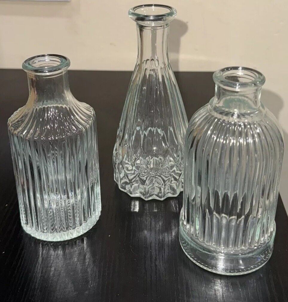 3 Vtg Cut Glass Bottles