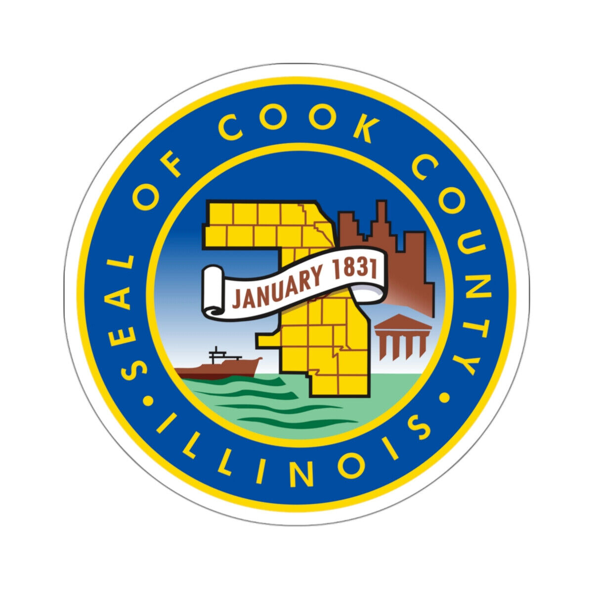 Seal of Cook County, Illinois USA STICKER Vinyl Die-Cut Decal