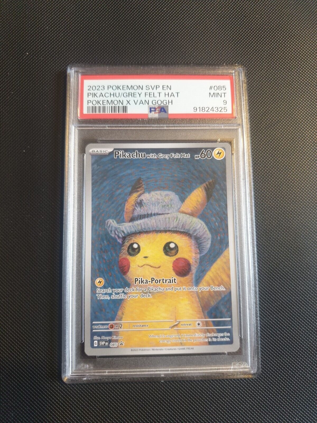 PSA 9 - Pikachu With Grey Felt Hat X Van Gogh SVP 085 - Promo Pokemon Tcg Mint 9