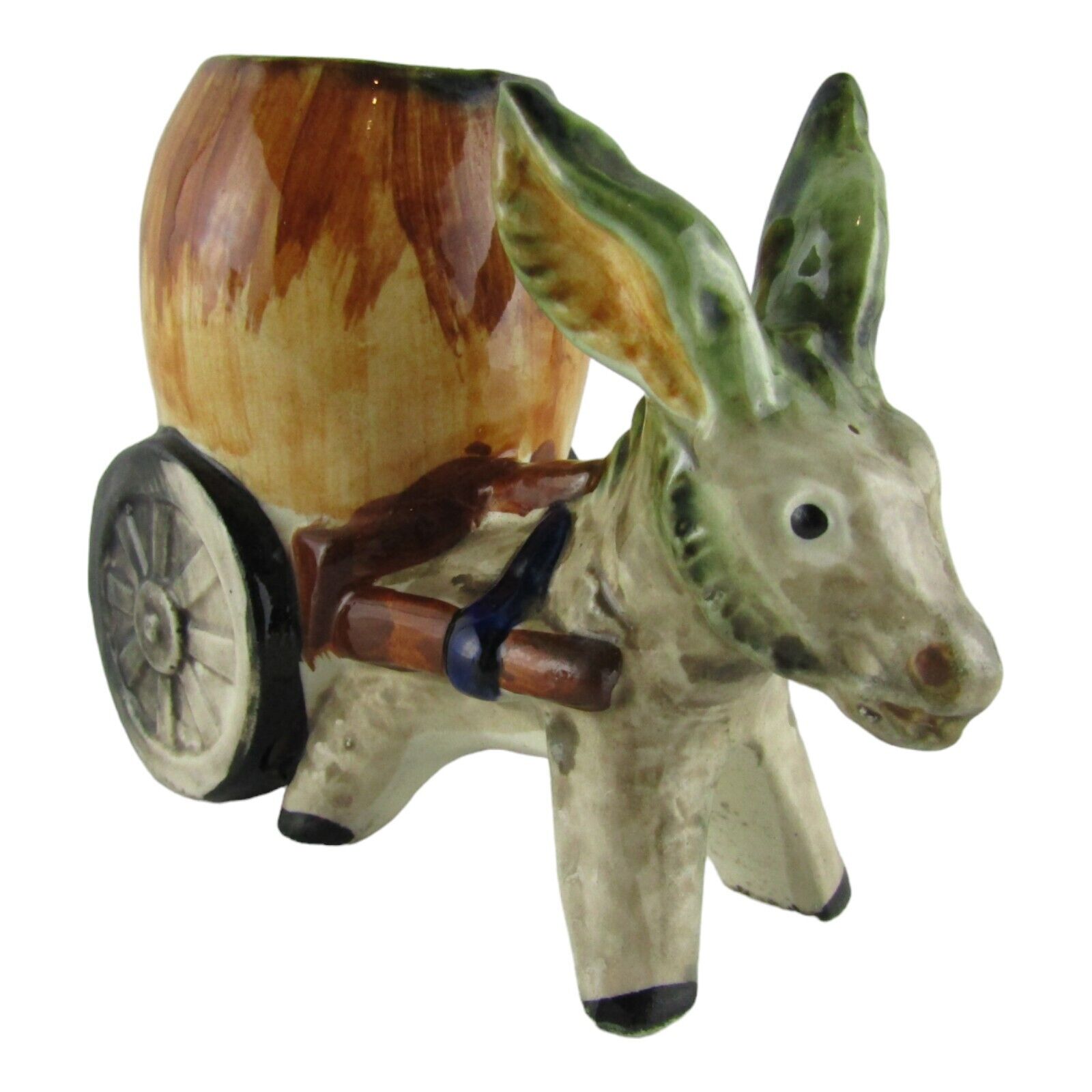 Vintage Occupied Japan Ceramic Figurine, Large Donkey Pulling Cart 5\