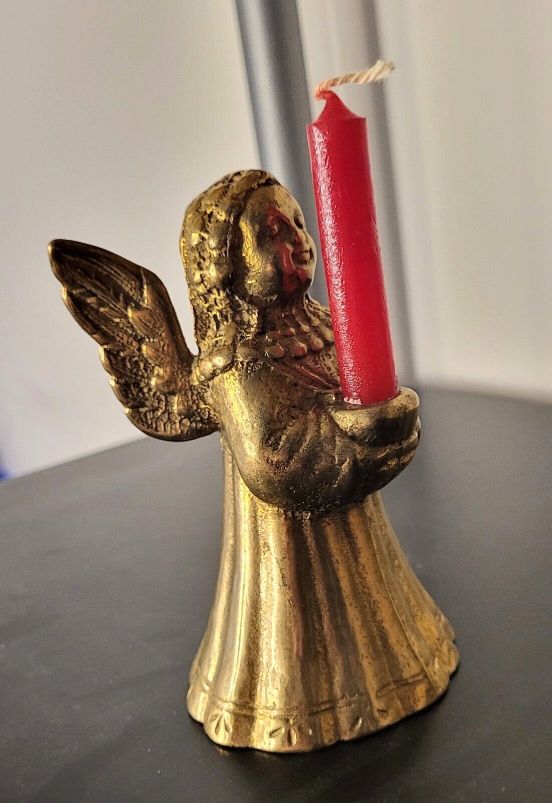 Vintage Brass Angel Candle Holder W/ Box (4.5x2 In)