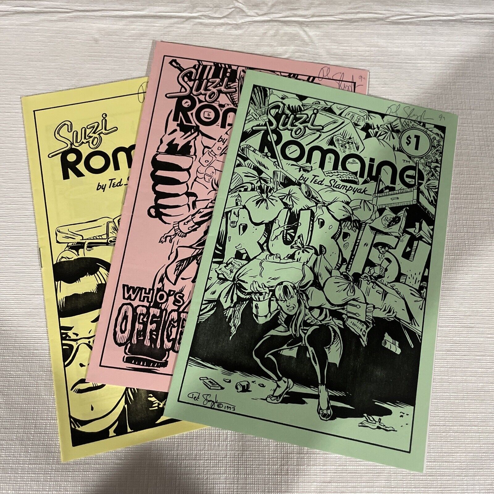 SUZI ROMAINE COMICS #1-3 Autographed Mini comics  By Ted Stampyak