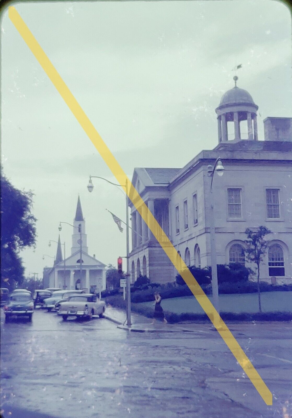 Vintage July 1956 35mm Slide Tallahassee Florida Street Capitol Church #22173