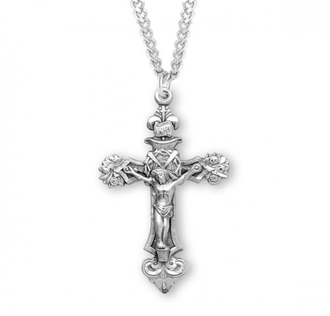 Crown of Thorns with Tools of the Crucifixion Sterling Silver Crucifix