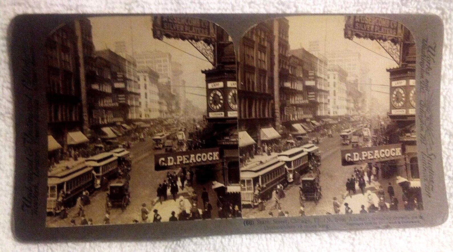 Antique 1903 Underwood Stereoview Card #68 State St Chicago Busy Street Scene 