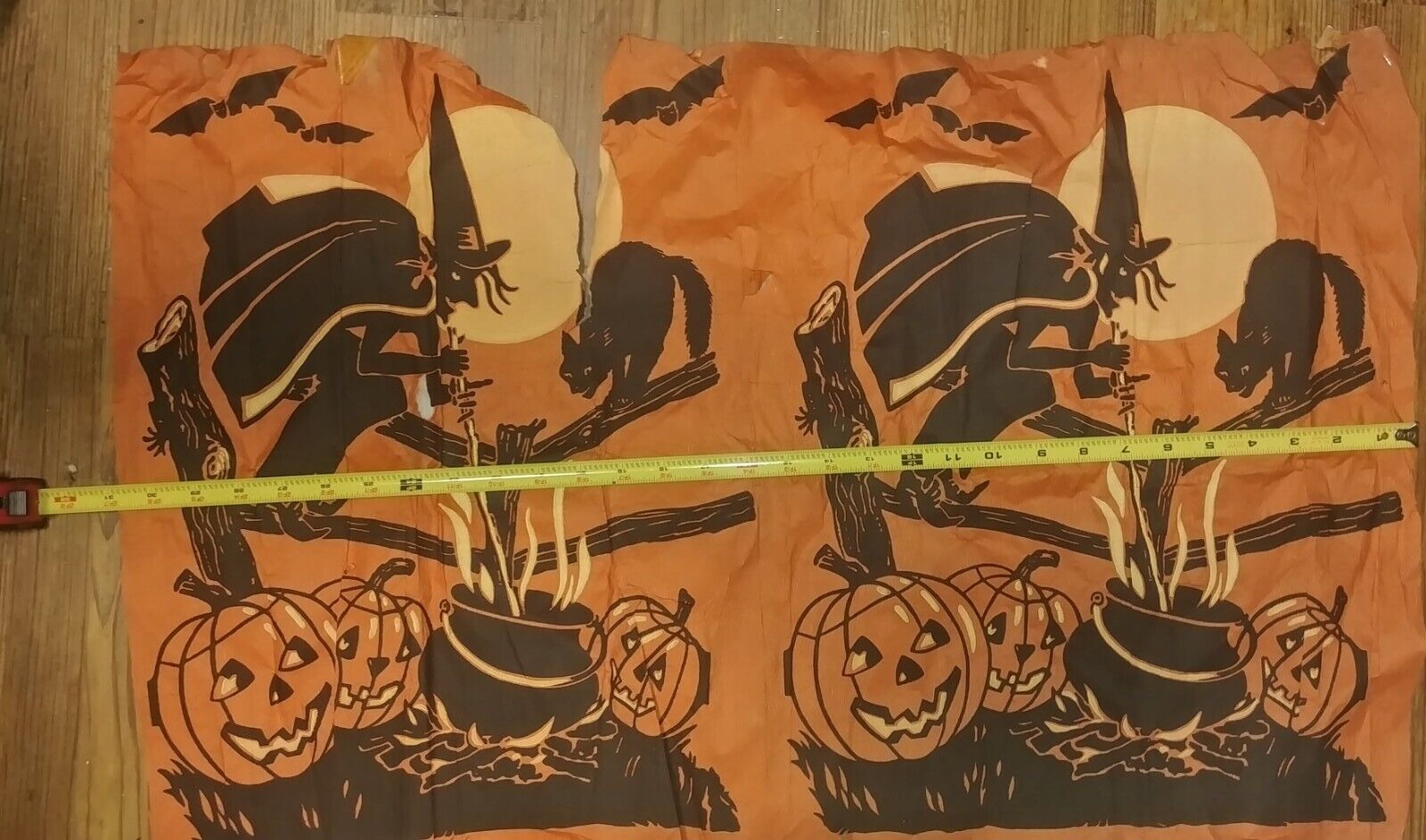 Vintage Halloween Witch Crepe Paper  2 Pieces Damages