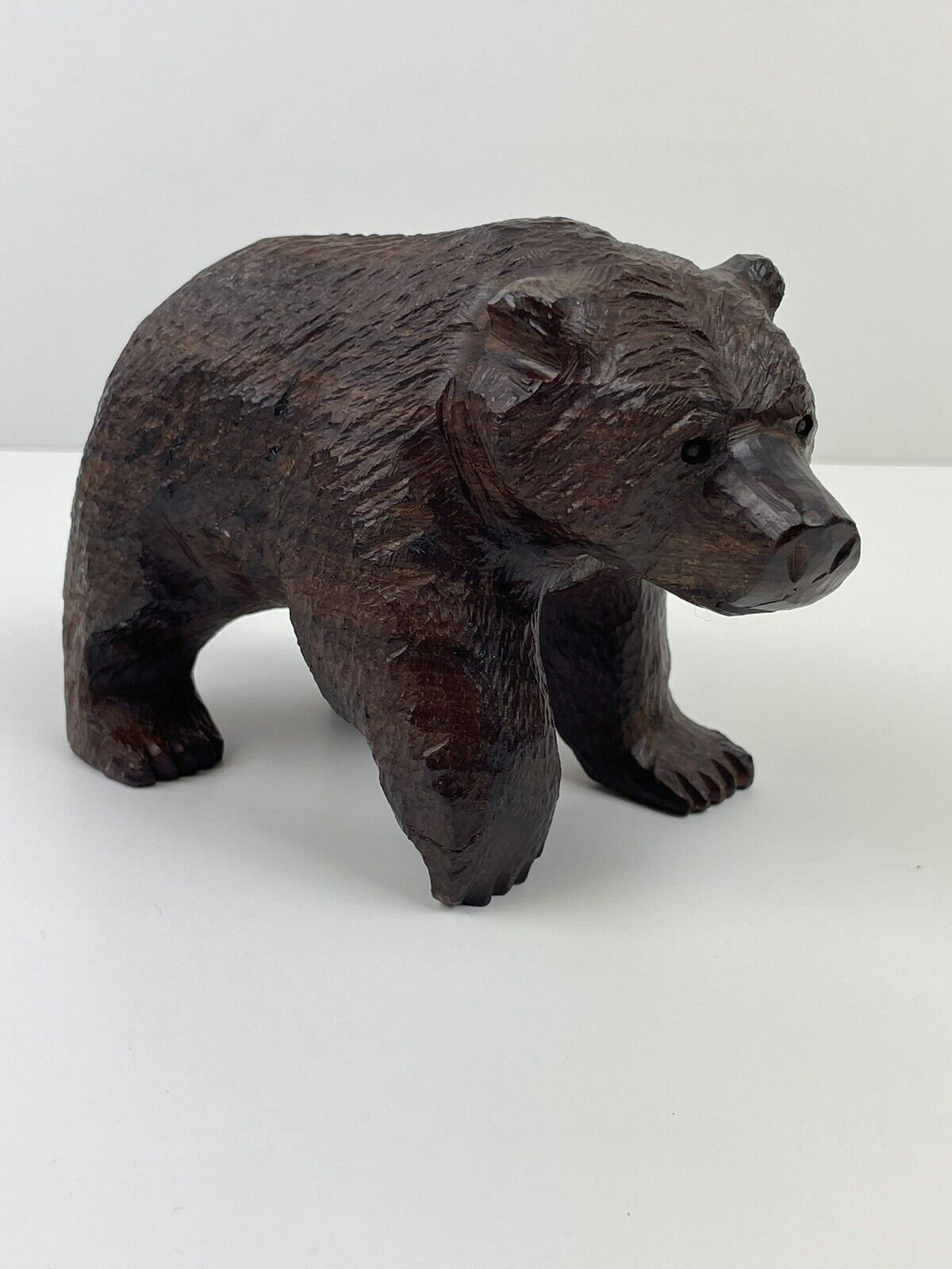 Hand Carved Wooden Bear, Wood Grizzly Bear Carving, Nice Color And Detail