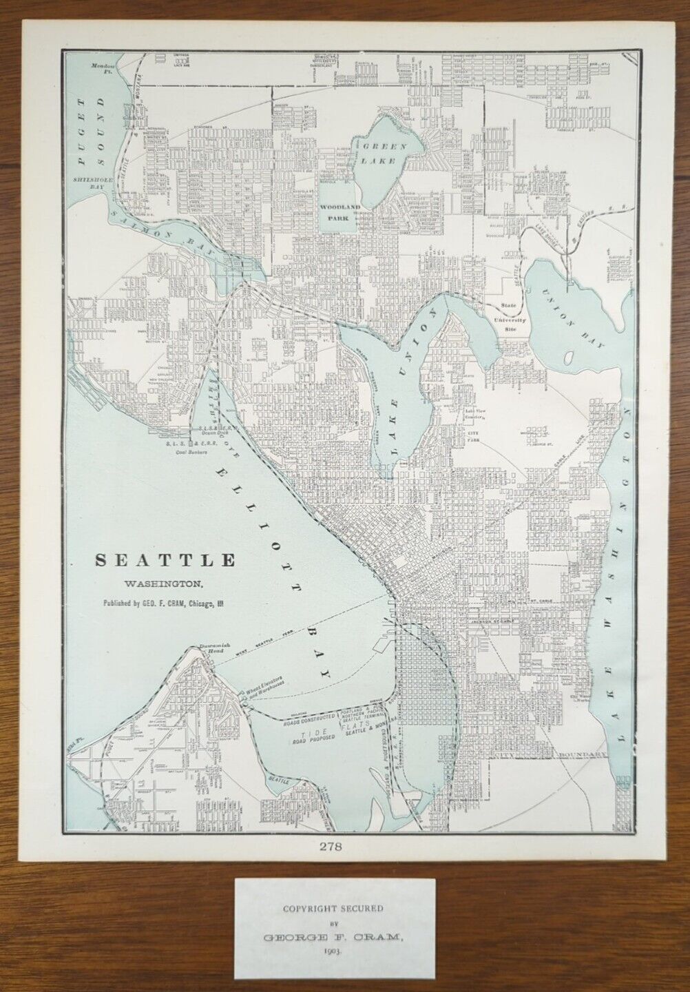 Vintage 1903 SEATTLE WASHINGTON Map 11\