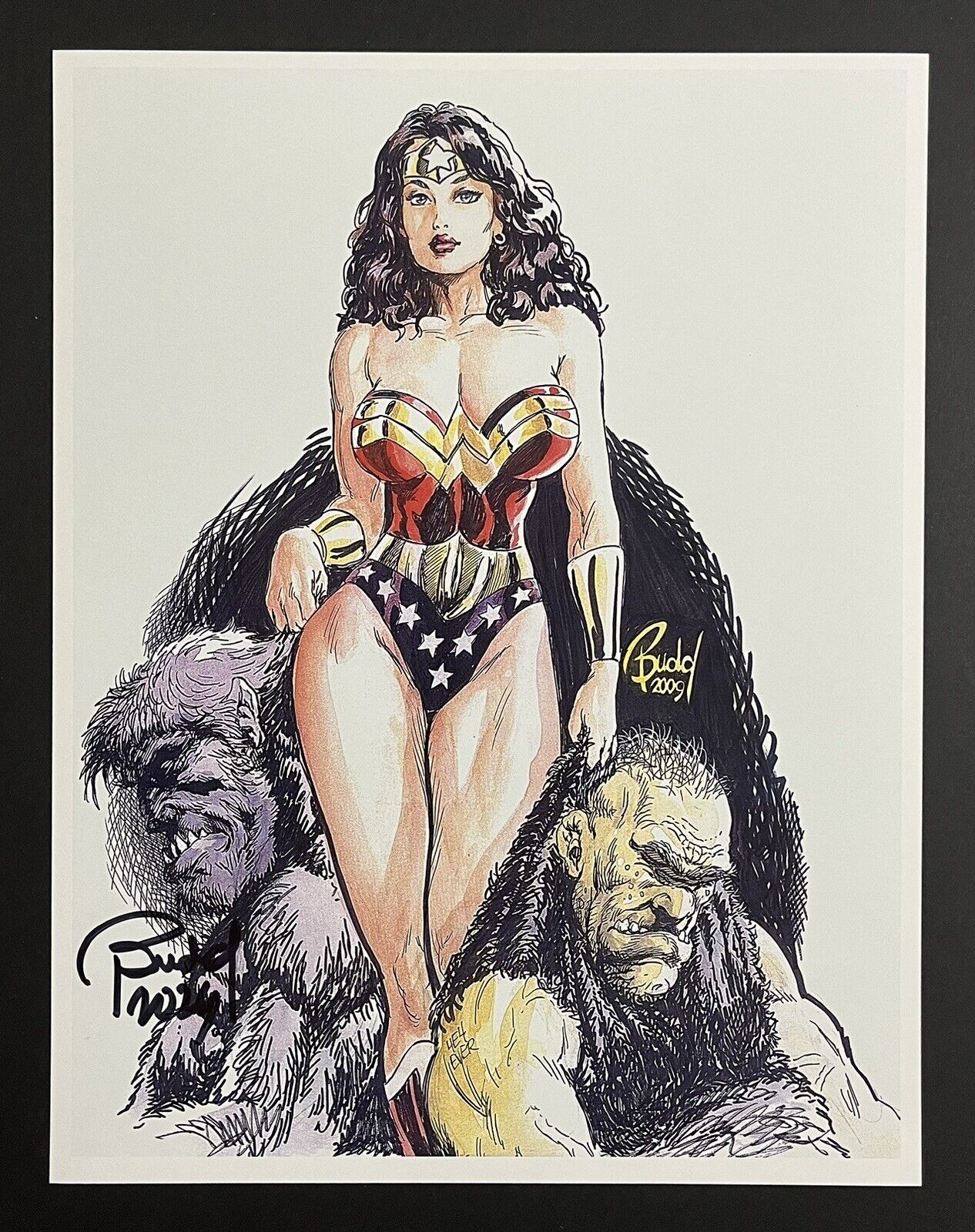 Sexy Wonder Woman and Monsters Print by Budd Root - Signed