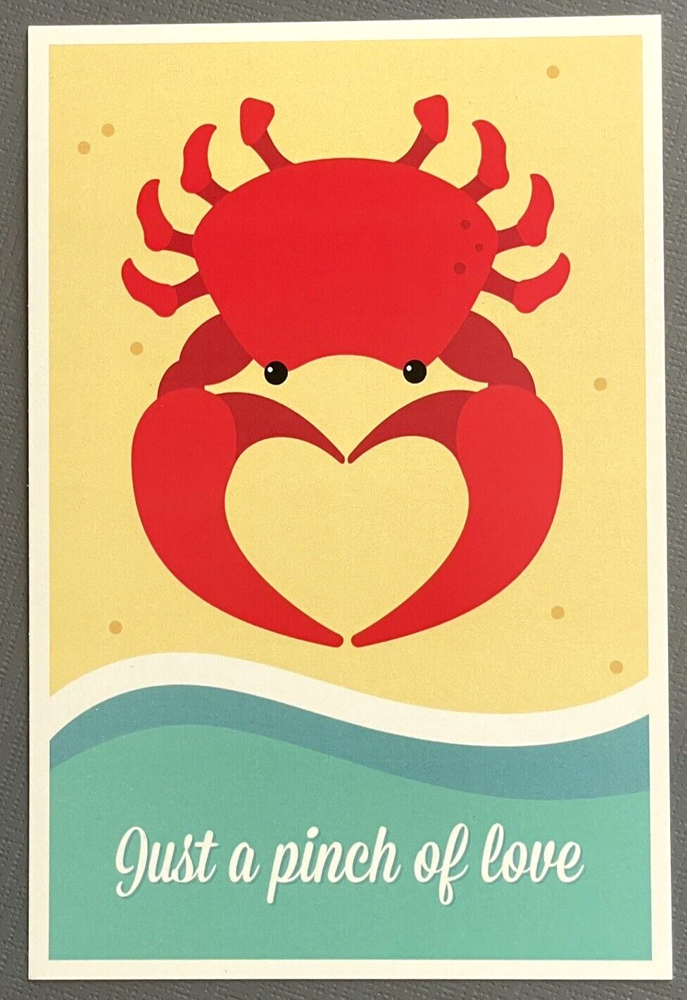 Just a Pinch of Love - Dungeness Crab - Vector - Lantern Press Postcard