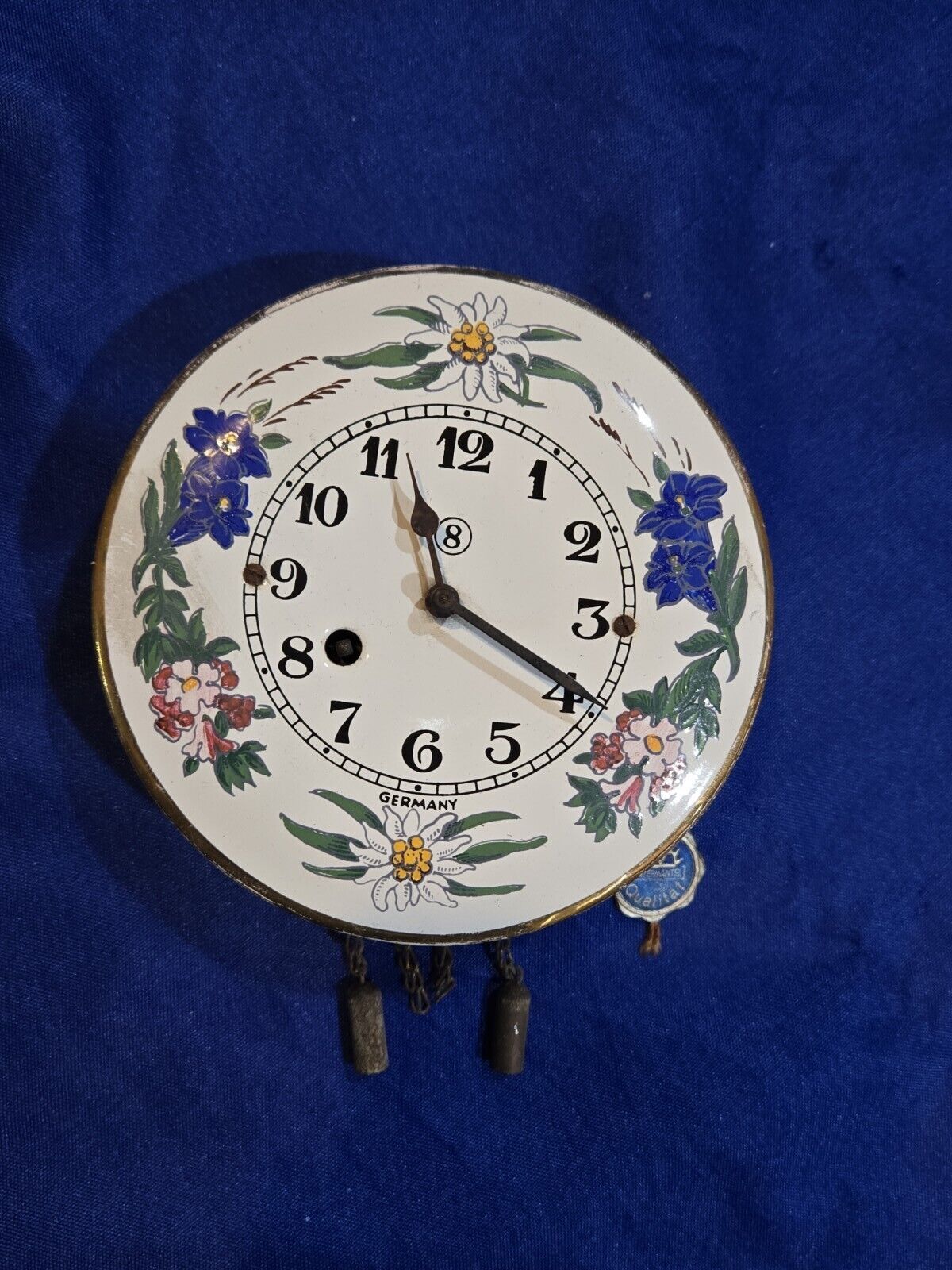 Vintage Gebruder WINTERMANTEL Germany Clock Enamel Face