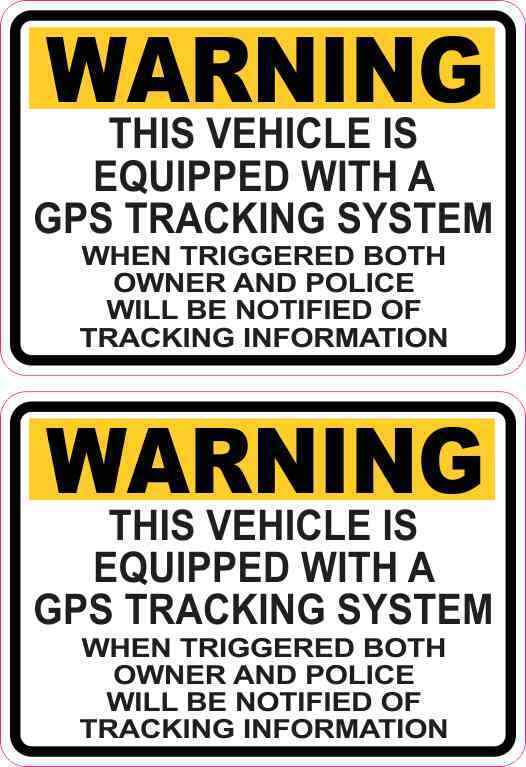 3.5in x 2.5in Yellow Vehicle Equipped with GPS Tracking Vinyl Stickers Decals