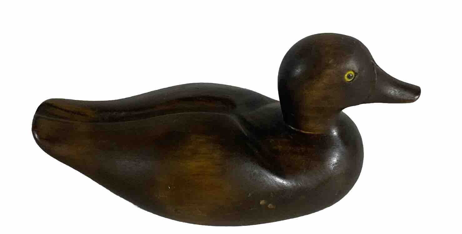 Wooden Hand Carved Duck Amber Eyes Preowned Good Condition