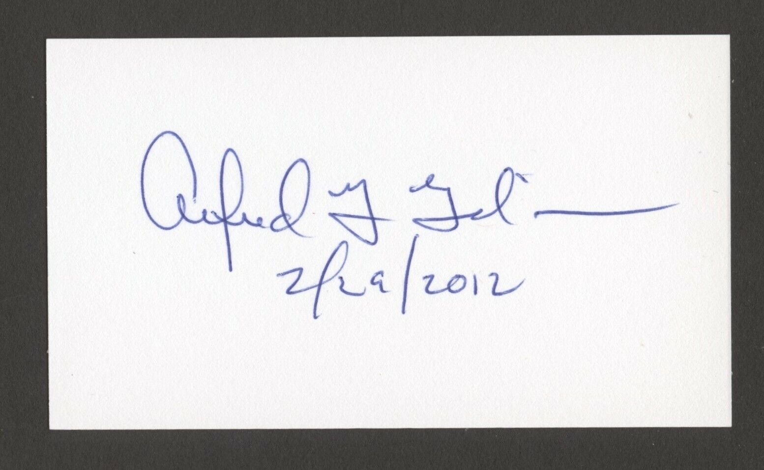 Alfred G Gilman d2015 signed autograph 2x3 cut Nobel Laureate 1994 Medicine N25
