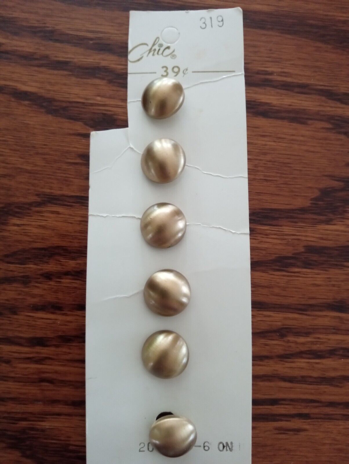 6 Vintage Brushed Metal Round Buttons Shank Back Spherical 1/2
