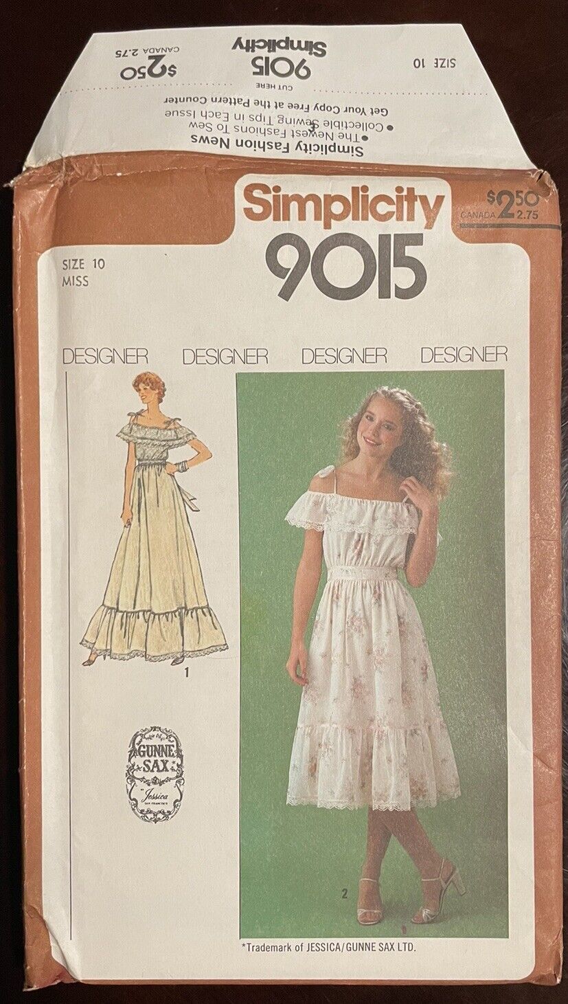 Vintage 1979 FF Uncut Simplicity #9015 GUNNE SAX Dress Pattern Size 10 Miss