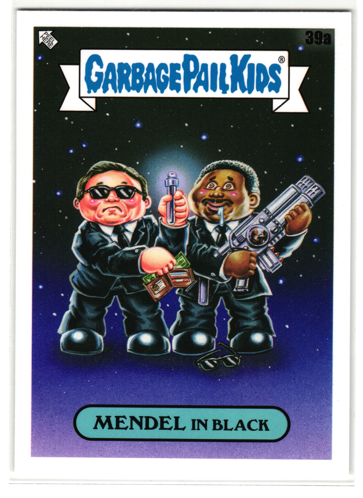 Men In Black Parody Sticker MENDEL In Black 2023 Topps Garbage Pail Kids