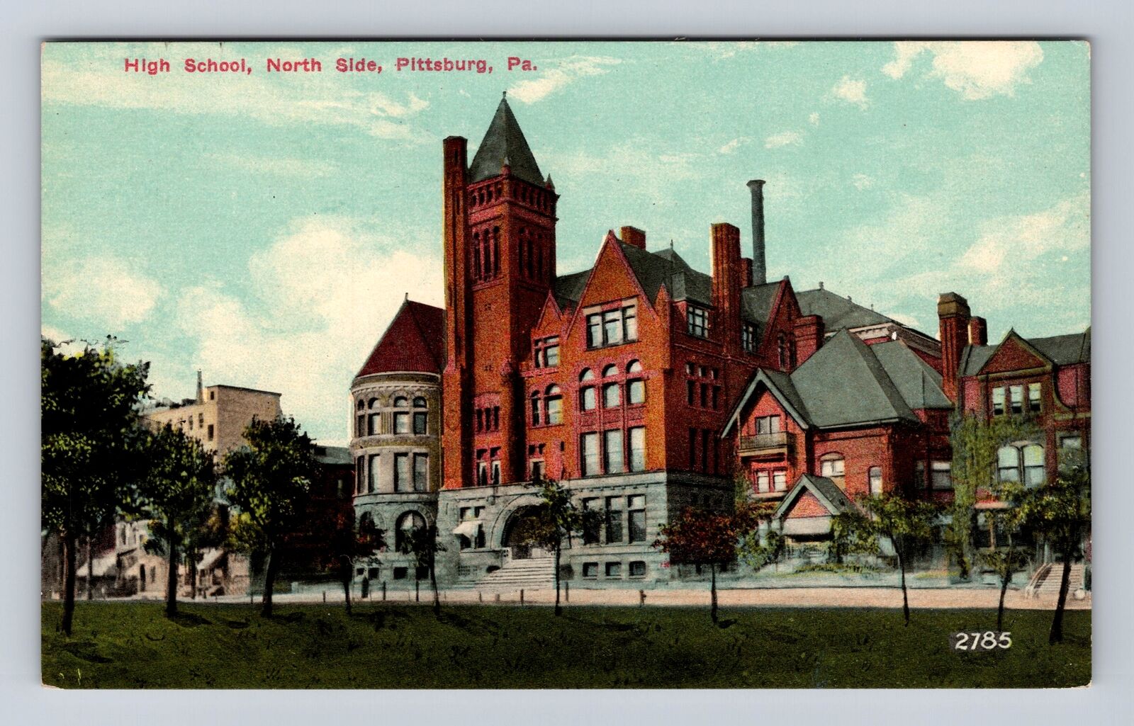 Pittsburg PA-Pennsylvania, High School North Side, Antique Vintage Postcard