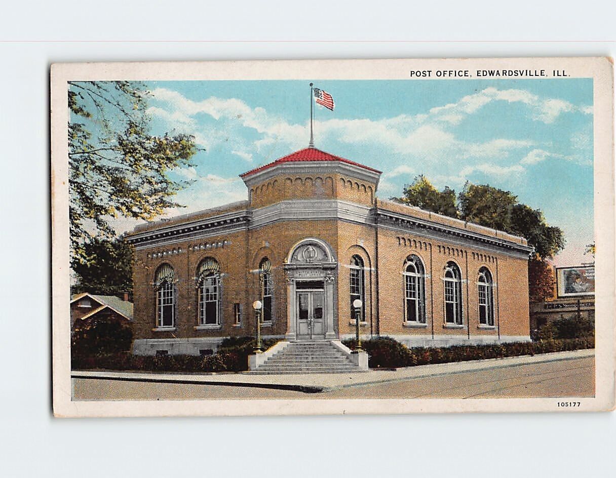 Postcard Post Office Edwardsville Illinois USA