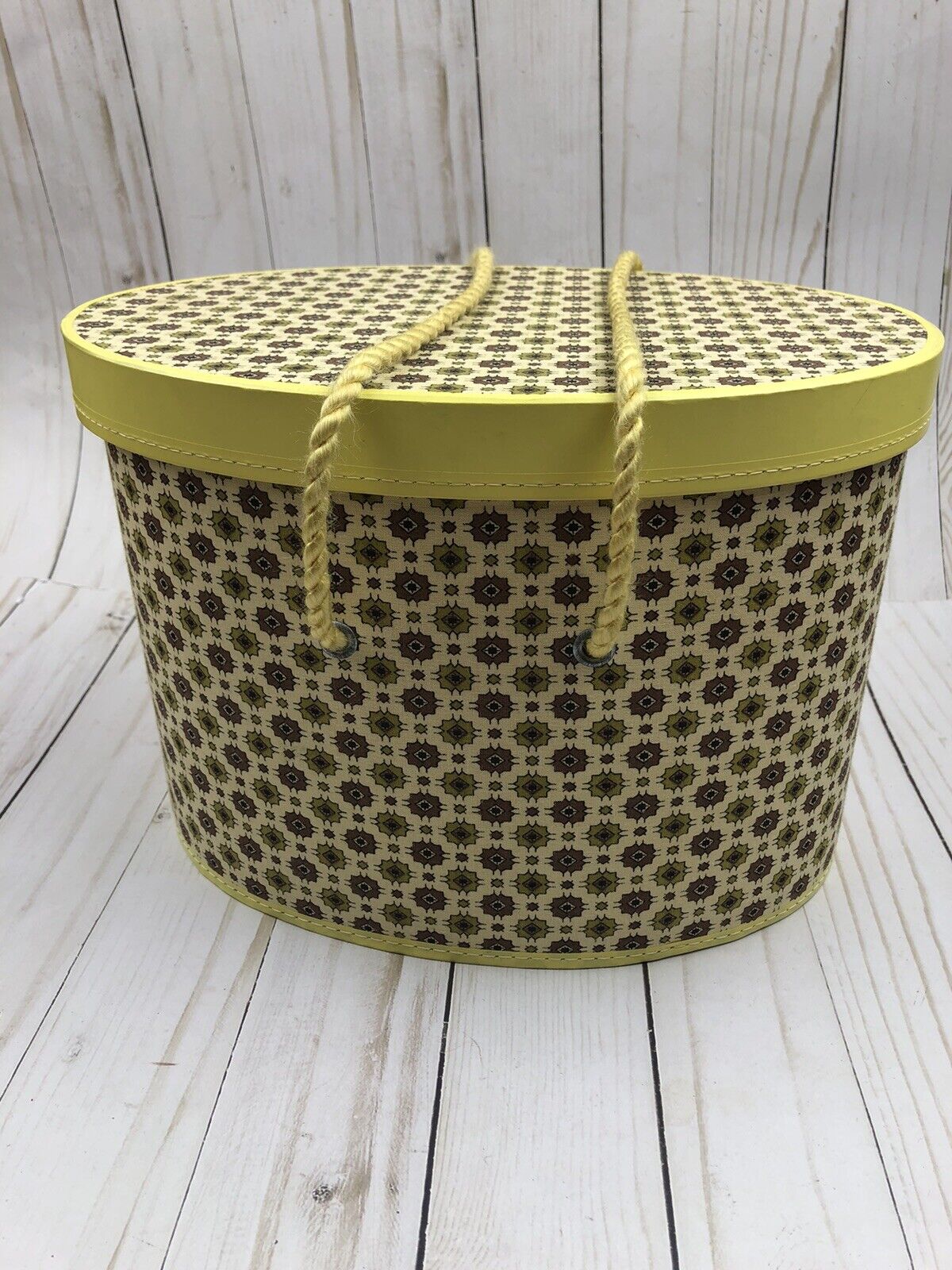 Vintage 1960s Yellow Floral Sewing Basket MCM Retro