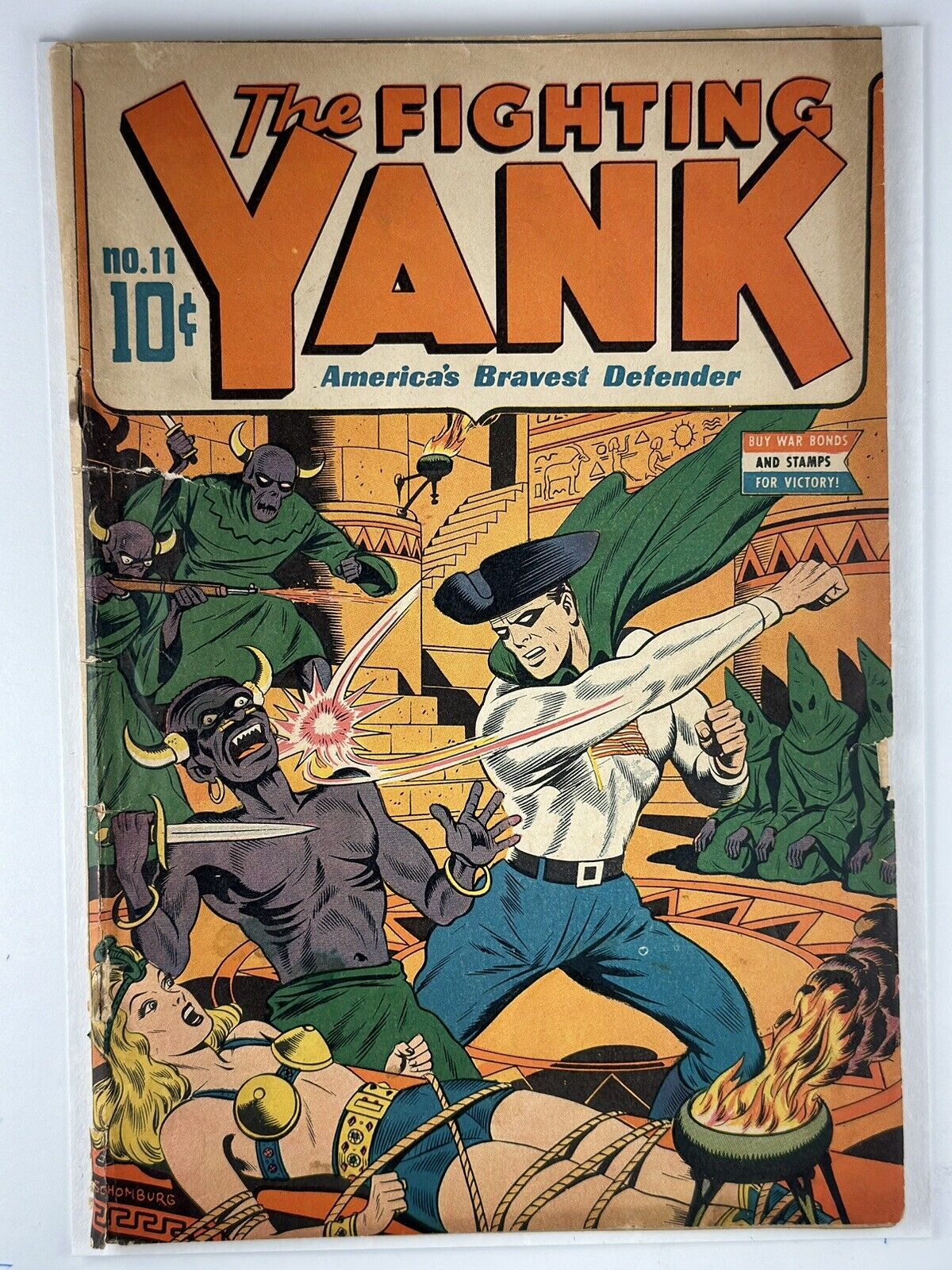 Fighting Yank #11 1945  (GD/VG) Schomburg art - Bondage cover, Hitler appearance
