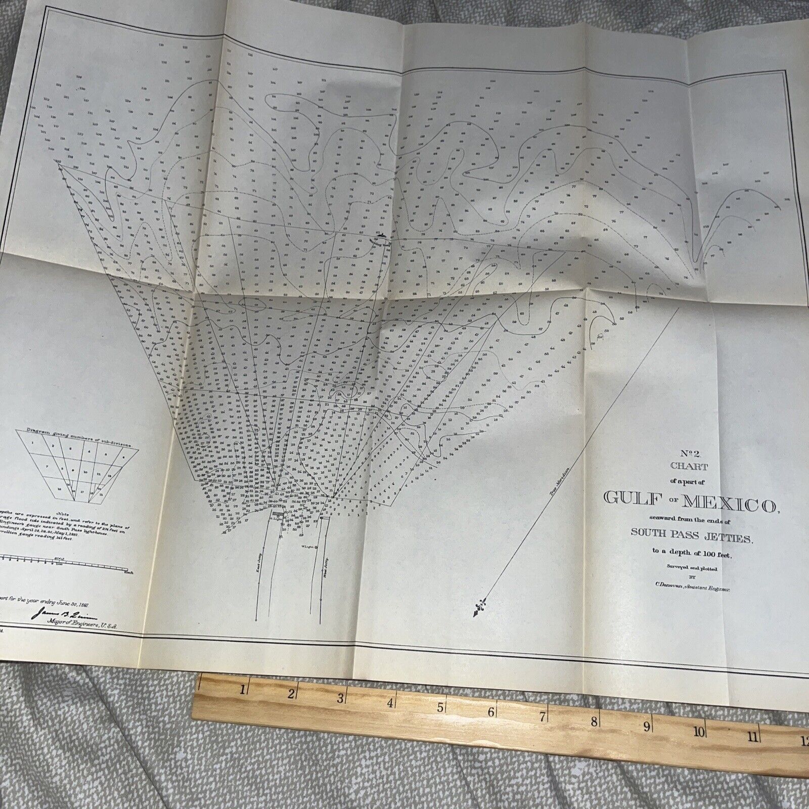 1891 Chart Gulf of Mexico Seaward From Ends of South Pass Jetties USACE