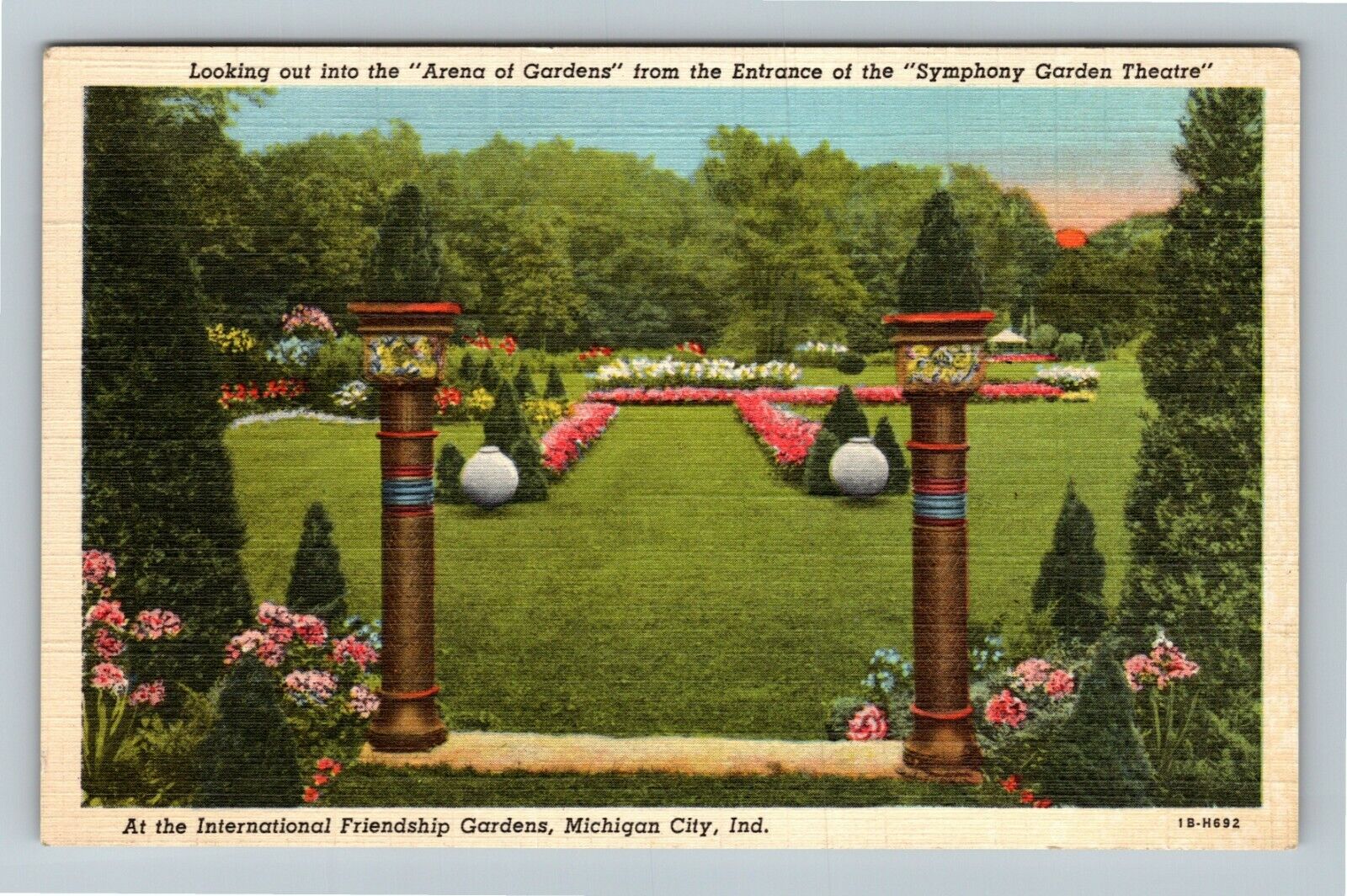 Michigan City IN Indiana, International Friendship Gardens Vintage Postcard