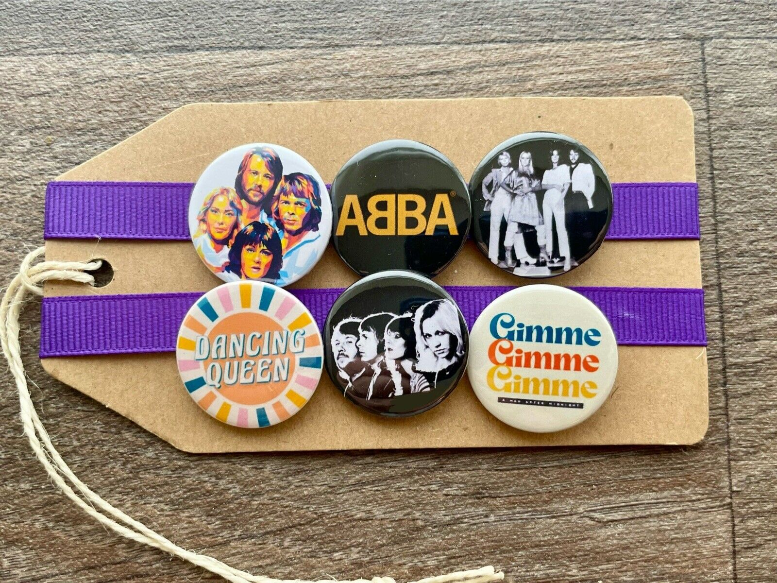 ABBA - Pop Music, Singers, Band Icon, Waterloo, Mamma Mia- Button Pin Badge Set