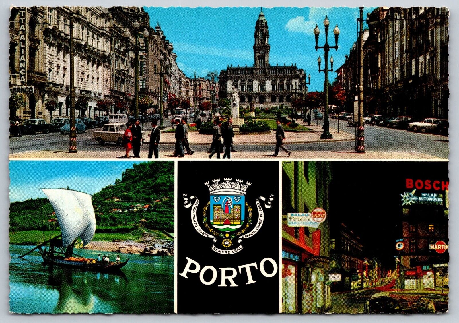 Postcard Portugal Porto Harbor Multi View c1971 3A