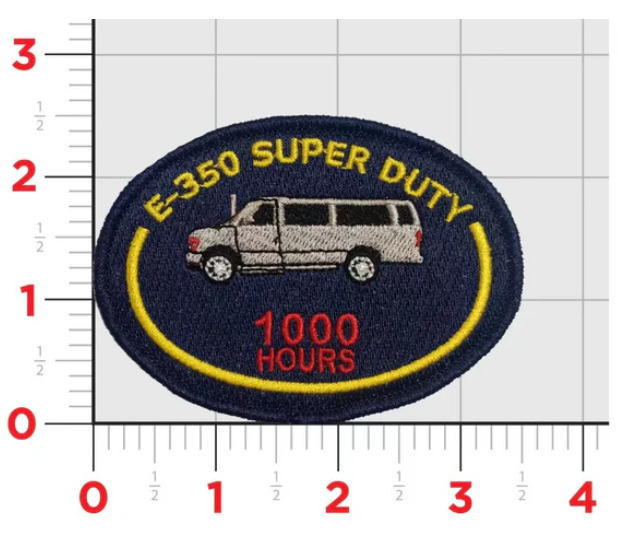 DUTY DRIVER E-350 1000 HOUR EMBROIDERED PATCH HOOK & LOOP