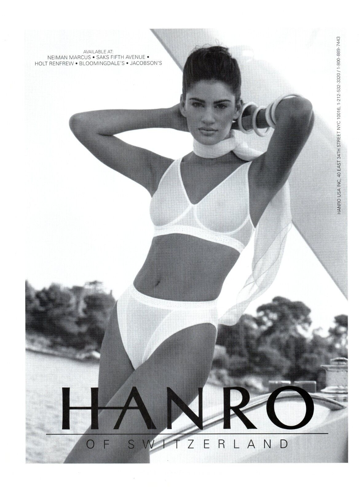 1997 Hanro of Switzerland Print Ad, Model Yamila Diaz-Rahi Pinup Underwear Bra
