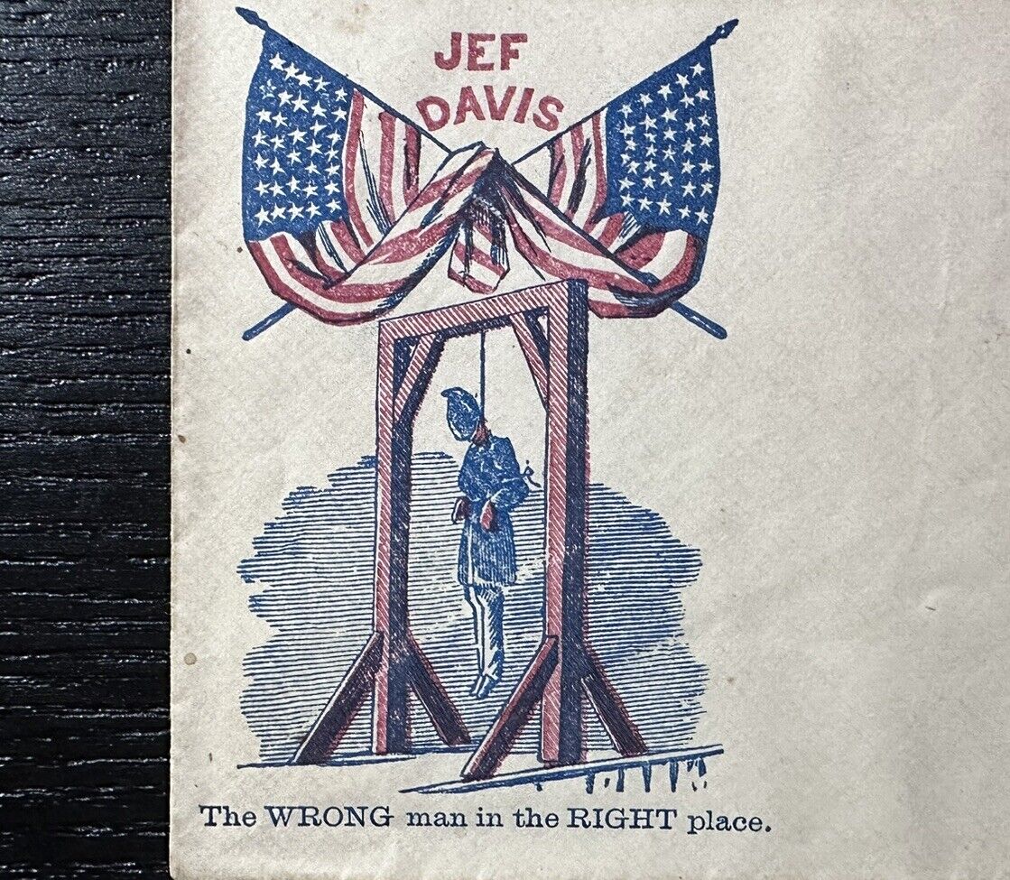 1860s CIVIL WAR Jefferson Davis Hanging Death Original Antique Envelope Cover