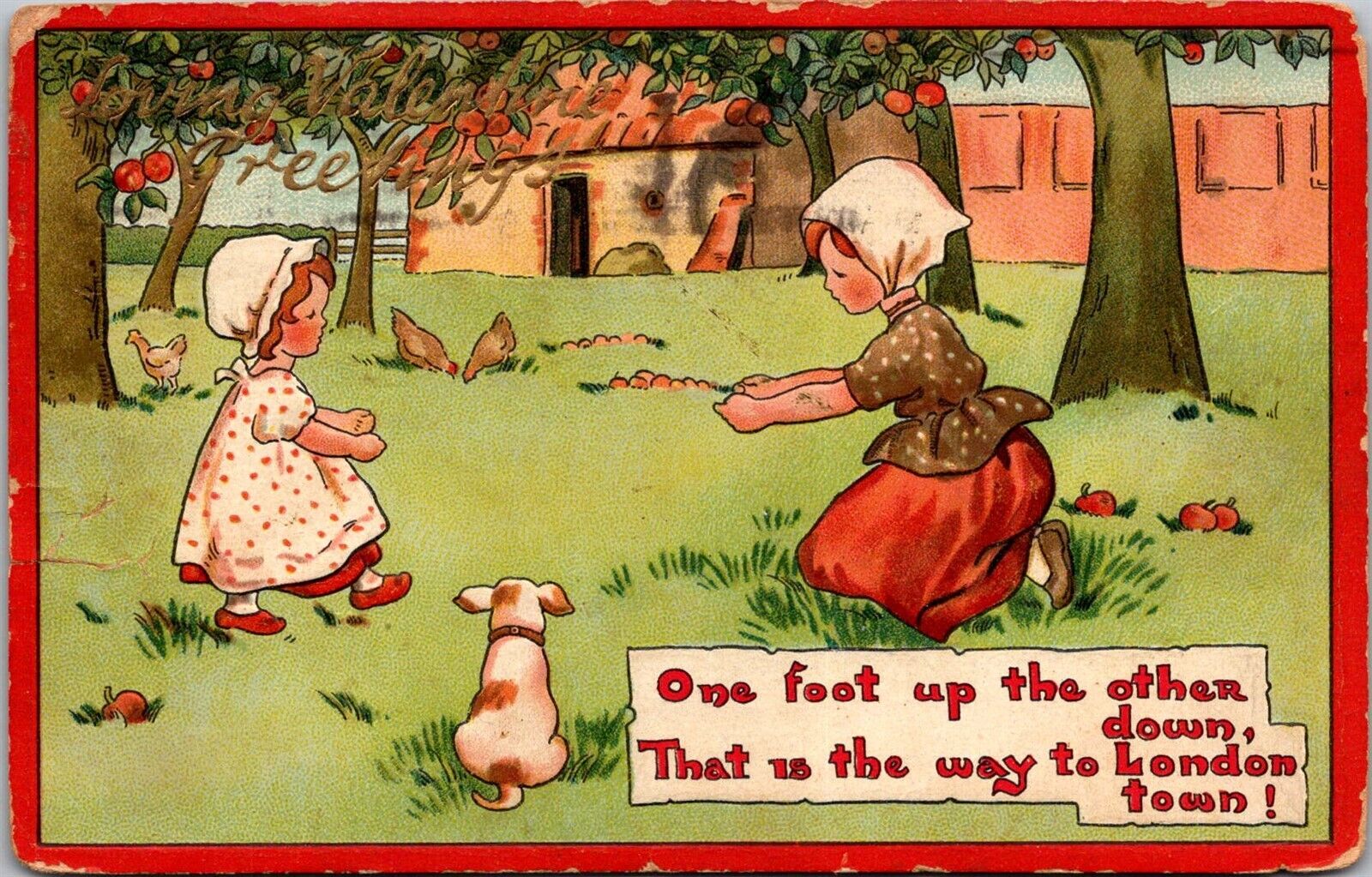 Tucks Nursery Rhymes 9 One Foot Up Valentine c1912 Vintage Postcard O63