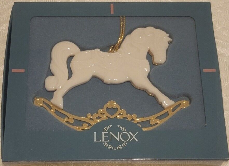 Lenox Ornament Rocking Horse Gold Ivory Christmas Holiday Vintage With Box 1994